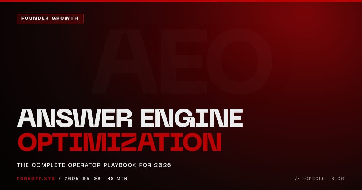 Answer engine optimization complete operator playbook 2026 showing how to get cited by ChatGPT, Perplexity, Claude, Gemini, and AI Overviews with FORKOFF GEO citation lab data