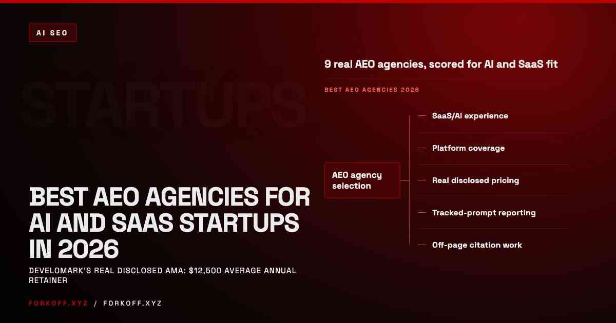 The best AEO agencies for AI and SaaS startups in 2026, a scored comparison of 9 real agencies on pricing, platform coverage, and SaaS experience