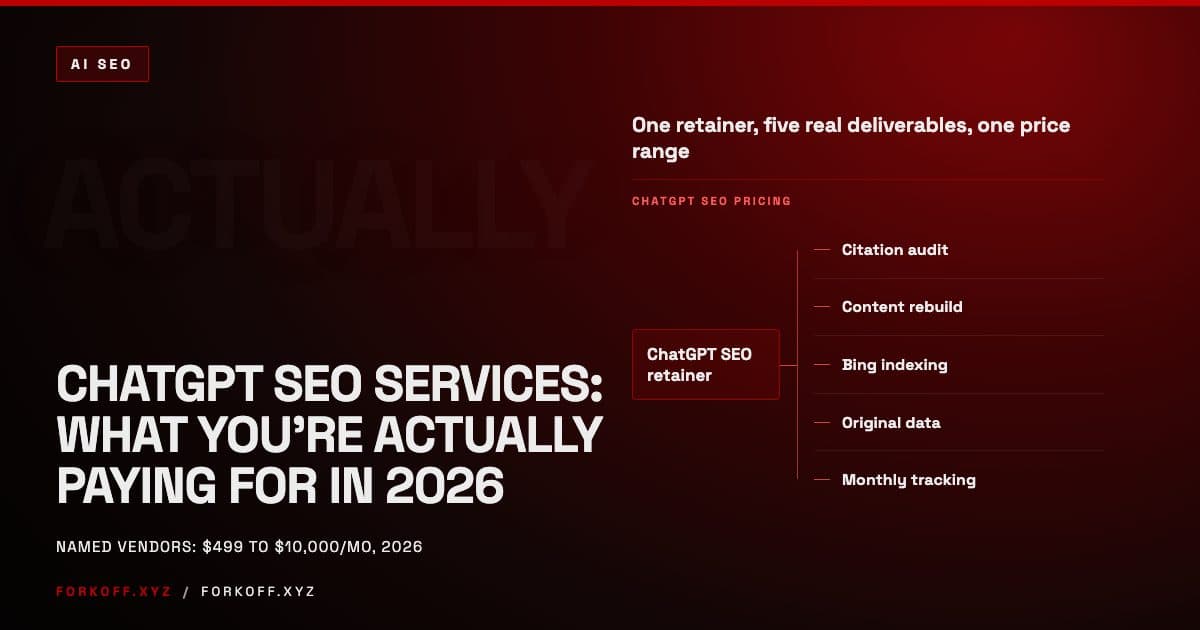 ChatGPT SEO services pricing breakdown for buyers evaluating an agency retainer in 2026
