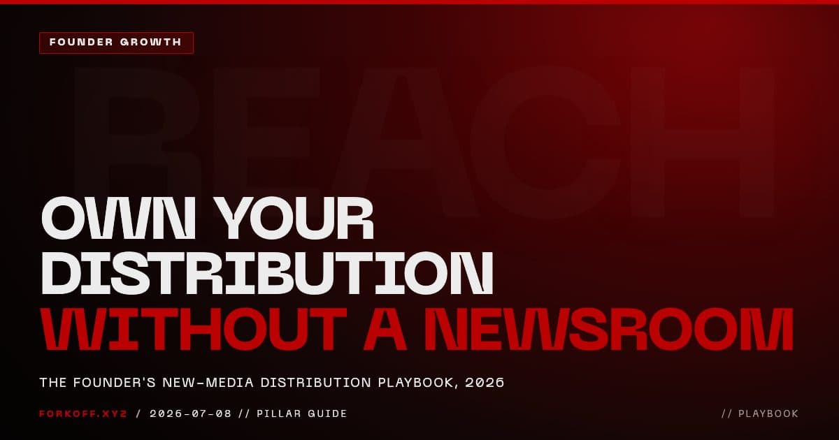Founder new-media distribution playbook 2026 cover, own your distribution without a newsroom