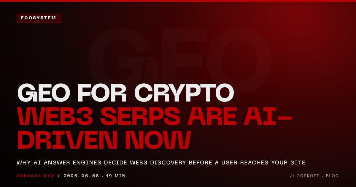 GEO for crypto, why Web3 SERPs are AI-driven now and AI answer engines decide project discovery before a user reaches the site