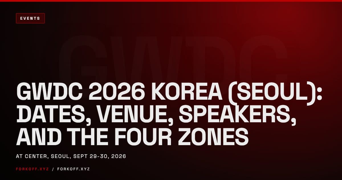 GWDC 2026 Korea event preview cover showing the September 29 to 30 dates at the aT Center in Seoul, FORKOFF red accent.