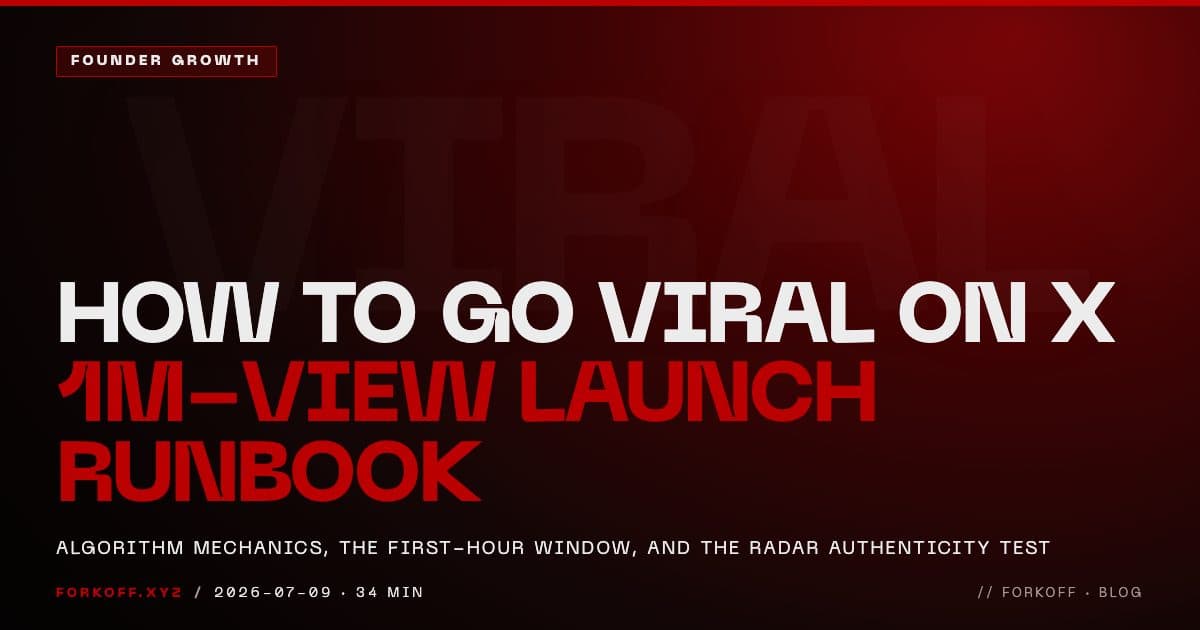 How to go viral on X in 2026: the launch runbook to 1M views, FORKOFF