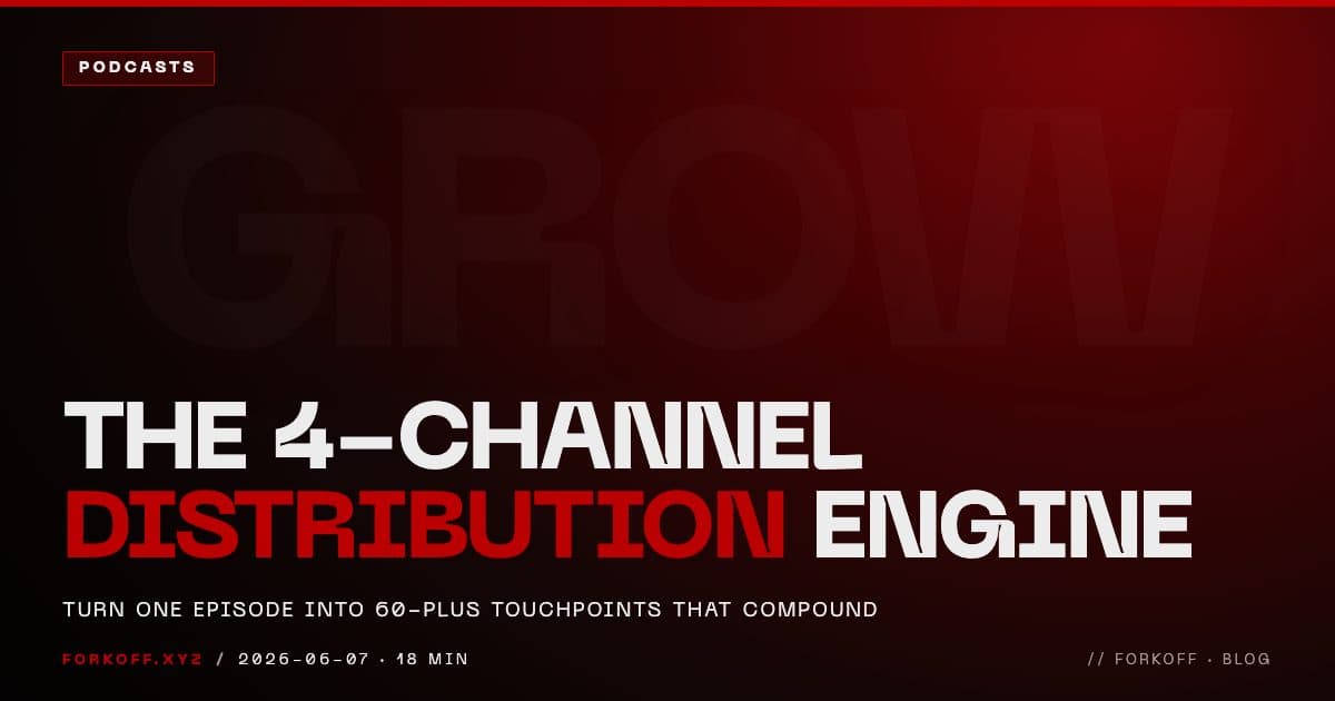 How to grow a podcast in 2026 with the 4-channel distribution engine that compounds every episode across YouTube, X, LinkedIn, and newsletter