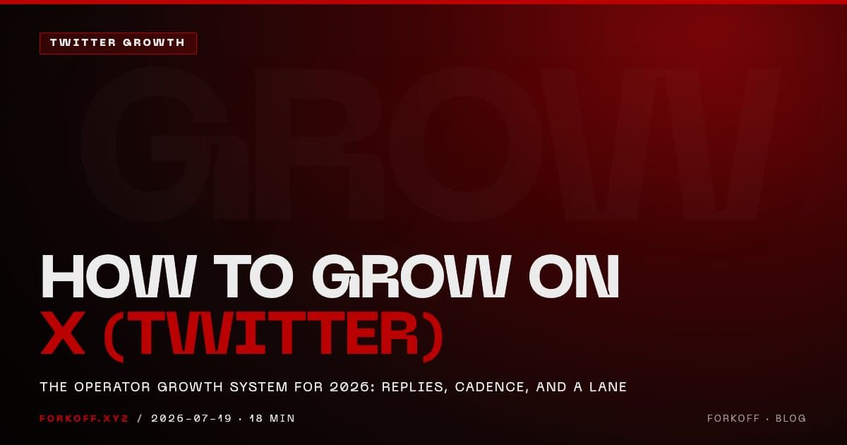 How to grow on Twitter (X) in 2026: the operator growth system, FORKOFF