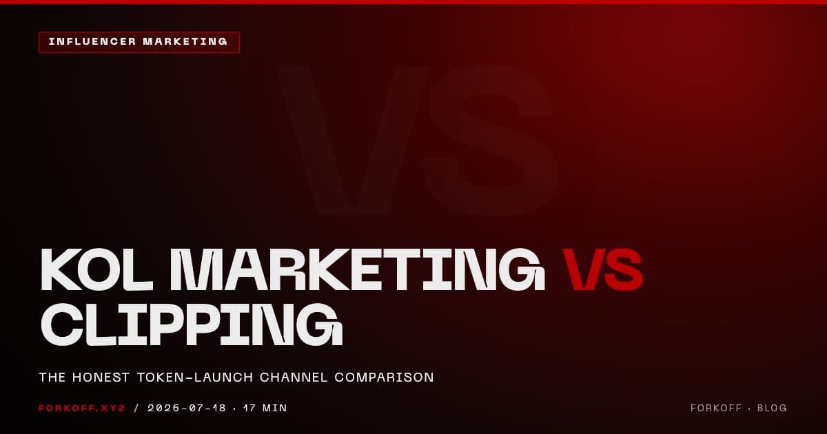 KOL marketing versus clipping distribution for a token launch, compared on cost per real view, reach, speed, control, and believer quality in 2026