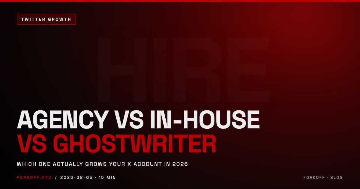 Twitter marketing agency vs in-house vs ghostwriter cover, which to hire in 2026, FORKOFF
