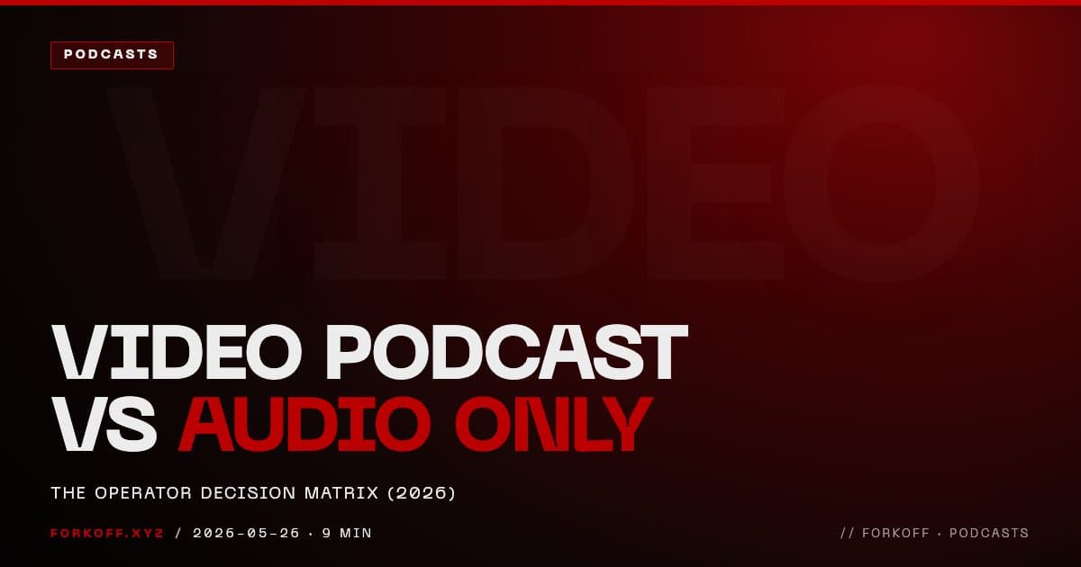 Video podcast vs audio only decision matrix cover, FORKOFF podcasts blog